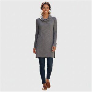 NWT Anthropologie Pure + Good Cowl Neck Tunic Dress Heather Gray Soft Knit Small